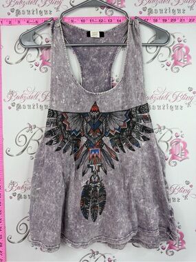 Deb tank Lavender Vintage-Wash Tribal Eagle Racerback Tank